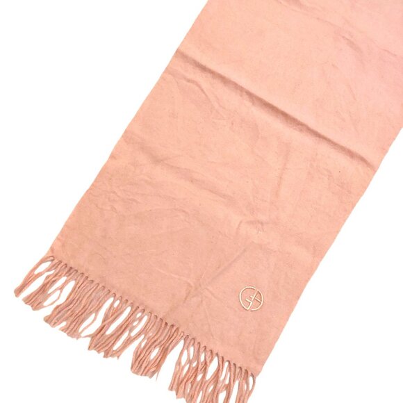 GIORGIO ARMANI Luxury Designer Vintage Logo Embroidered Light Pink Scarf - Picture 2 of 16
